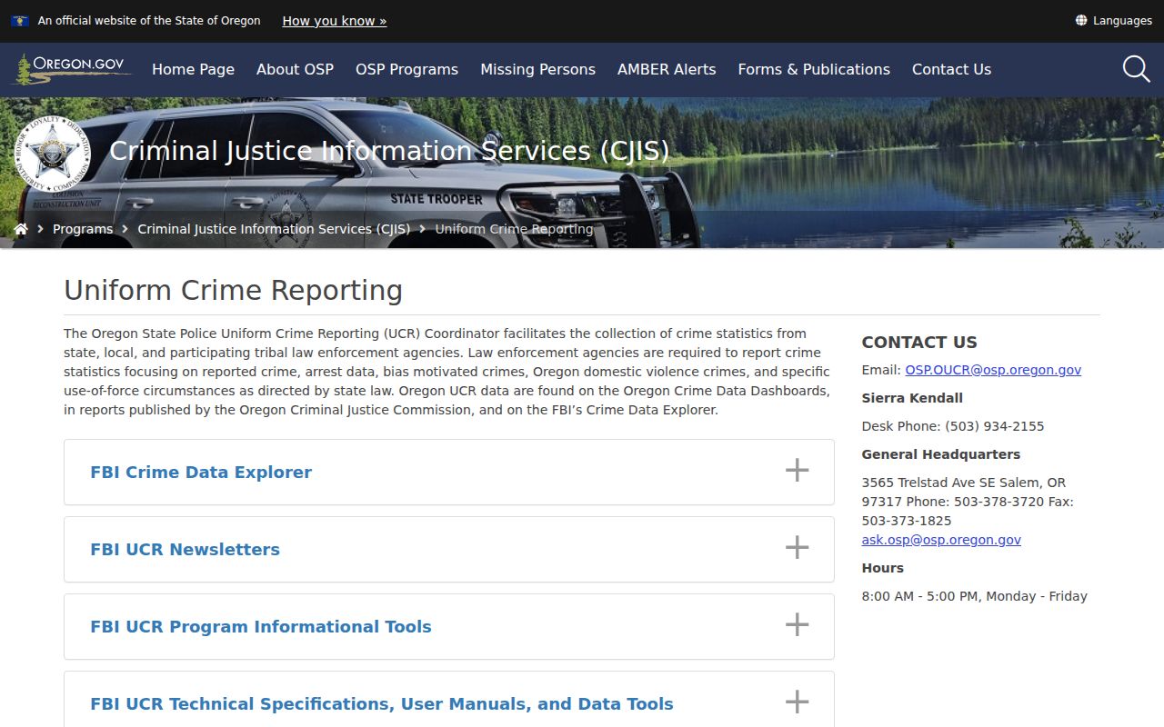 Joseph criminal records research through Oregon Uniform Crime Reporting