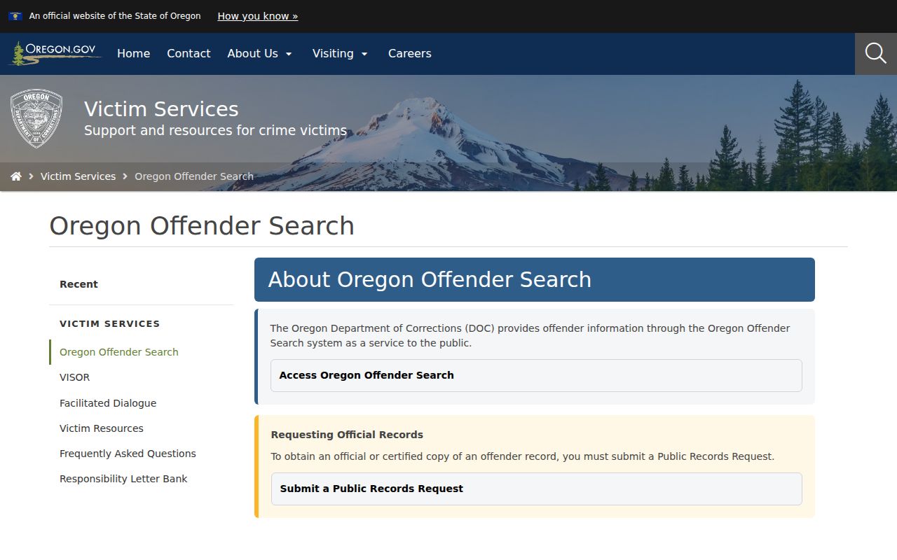 Oregon Offender Search for Wallowa County criminal custody records