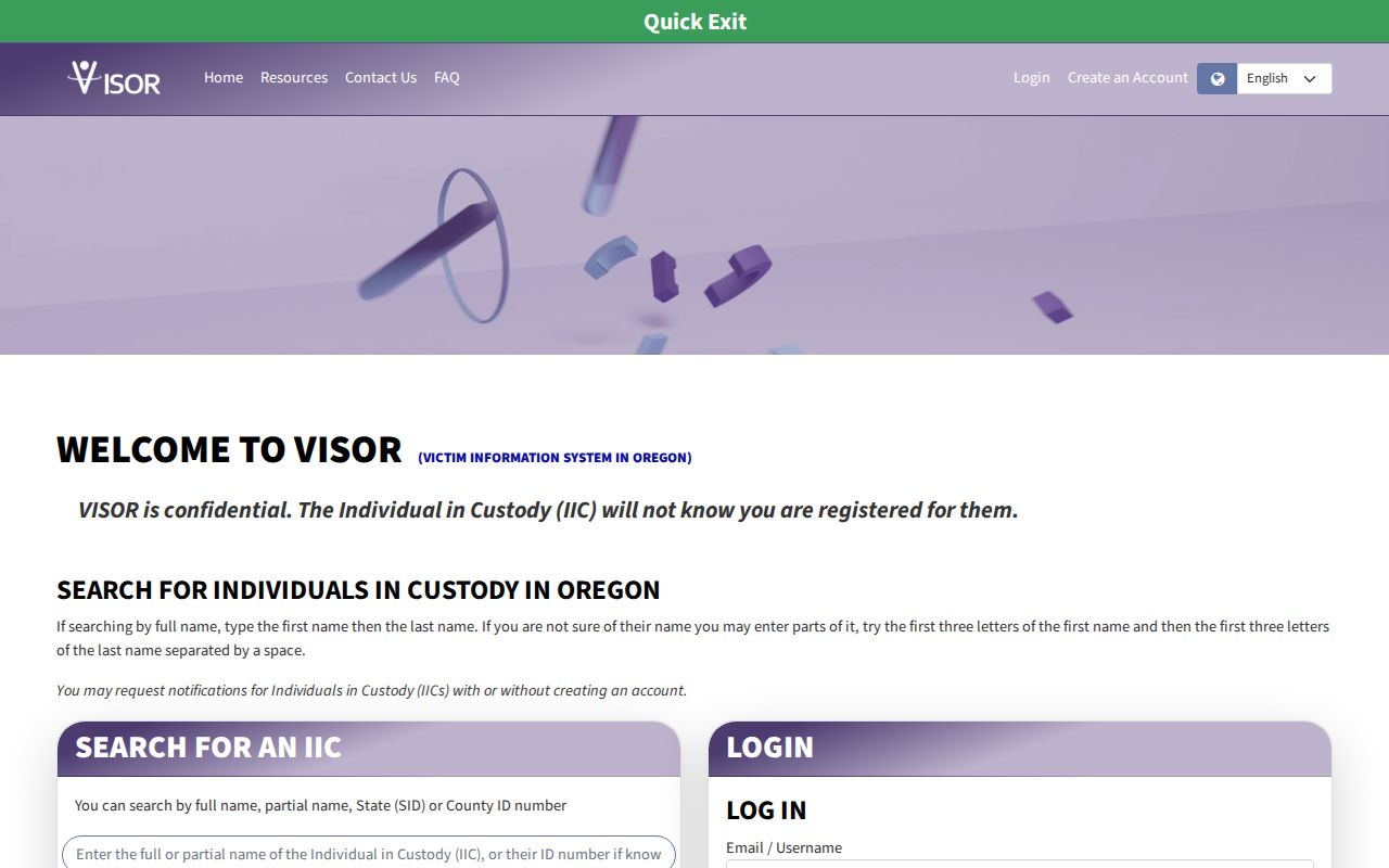 Wallowa County arrest lookup Oregon VISOR notification